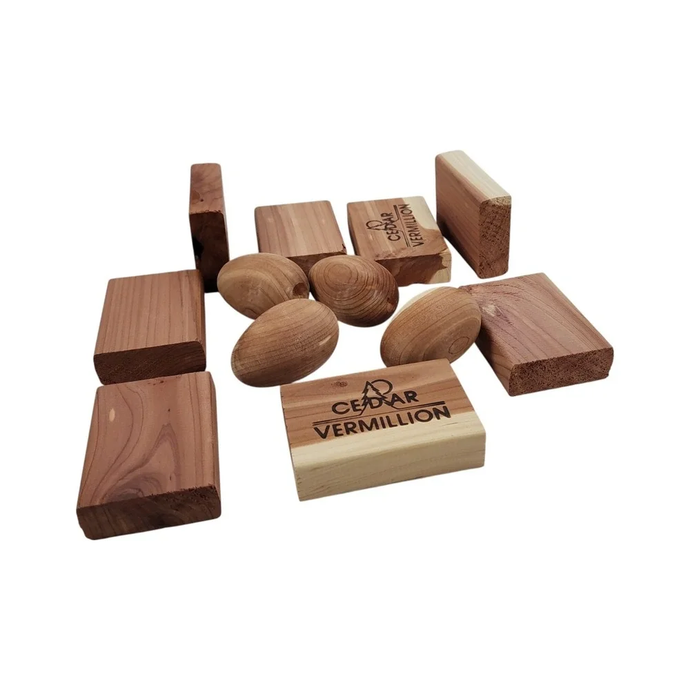 Cedar Vermillion Aromatic Cedar Blocks and Eggs, for Clothes Storage & Crafting